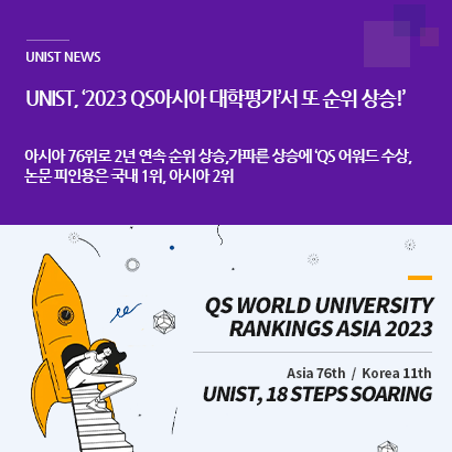 UNIST, ‘2023 QS 아시아 대학평가’서 또 순위 상승!